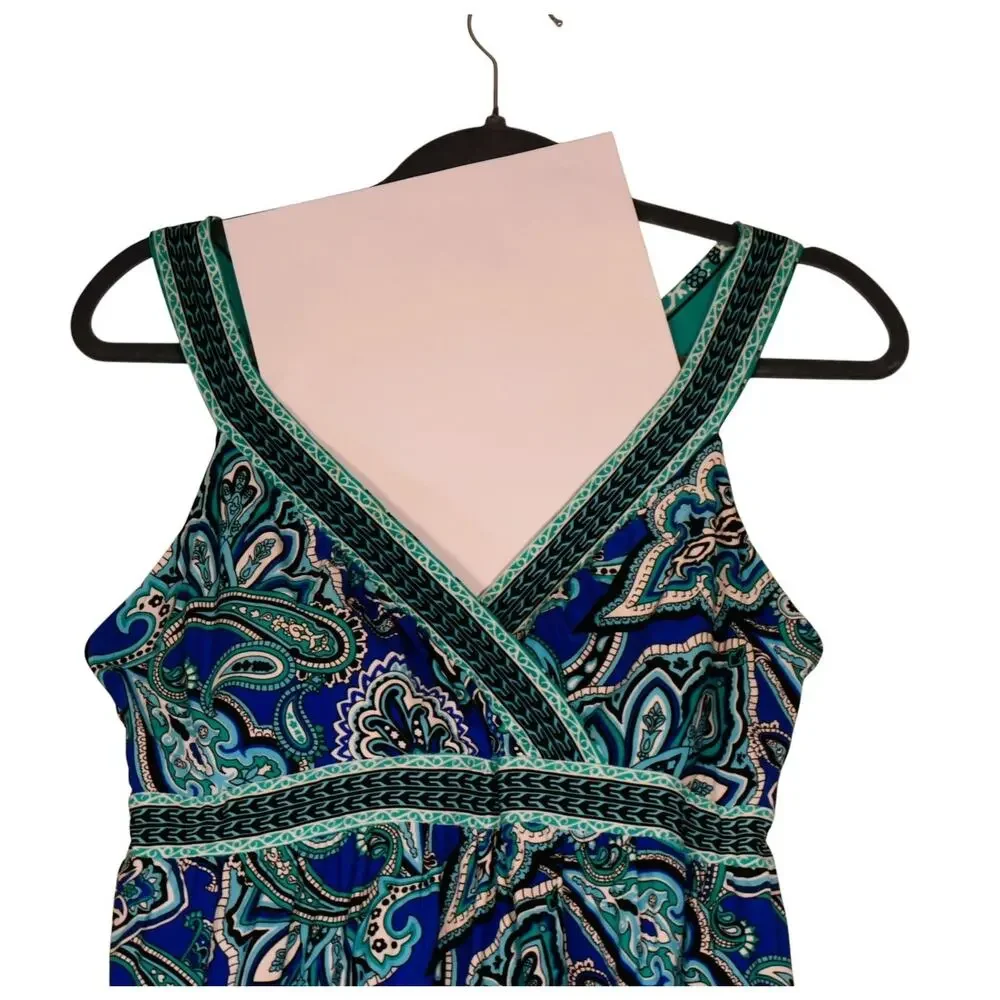 INC International Concepts Dress Womens Petite M Blue Paisley Maxi Strappy Boho - Picture 5 of 11